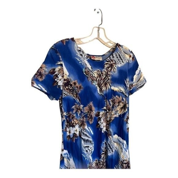 Hilo‎ Hattie Blue Hawaii Blue Small maxi dress Gown Party Boho Vacation Beach - Picture 3 of 10